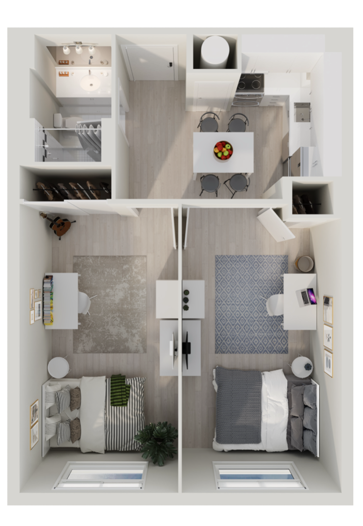 2 BEDROOM | 1 BATH Floor Plan