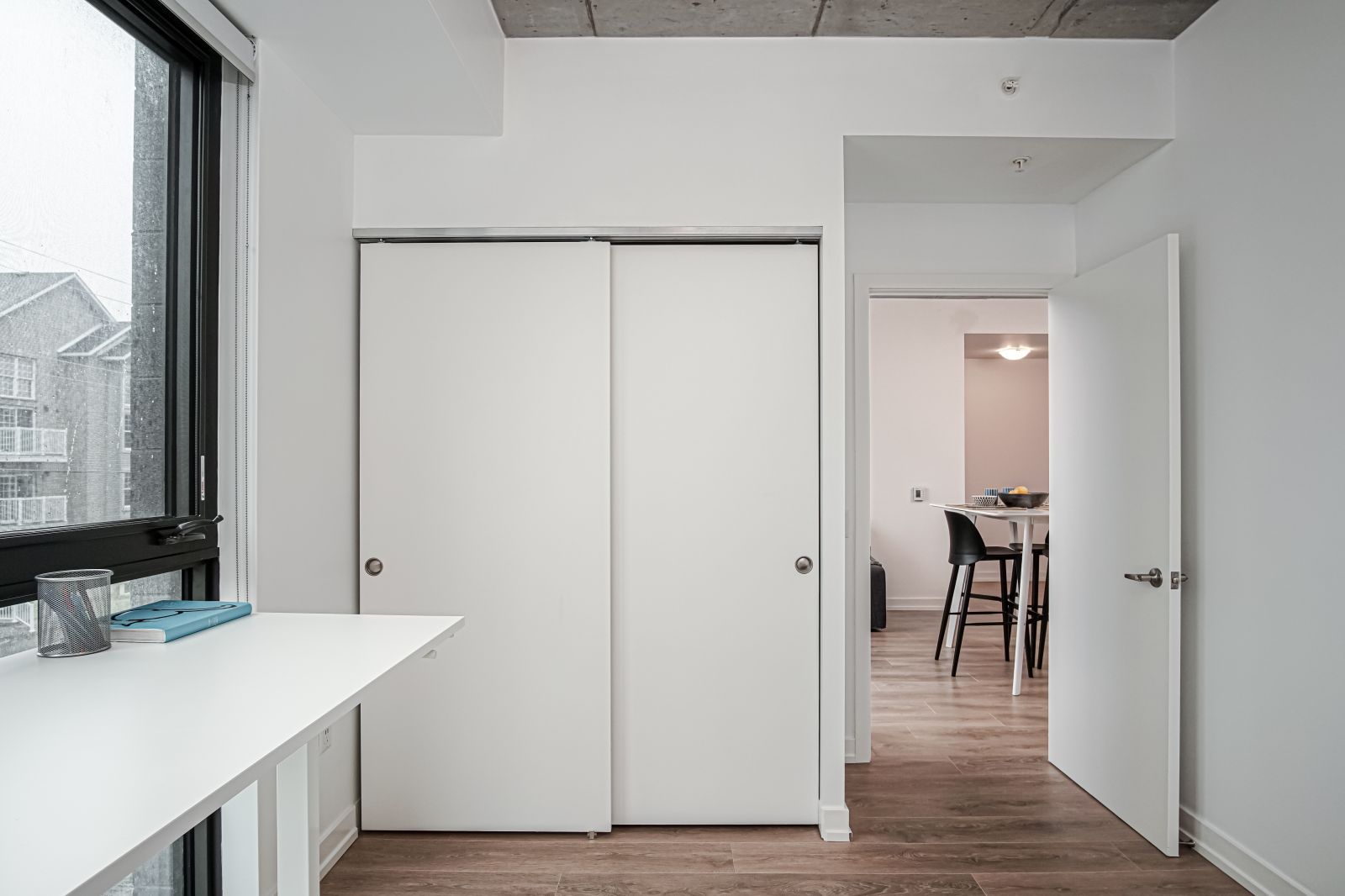 unity point bedroom with closet at student housing kingston