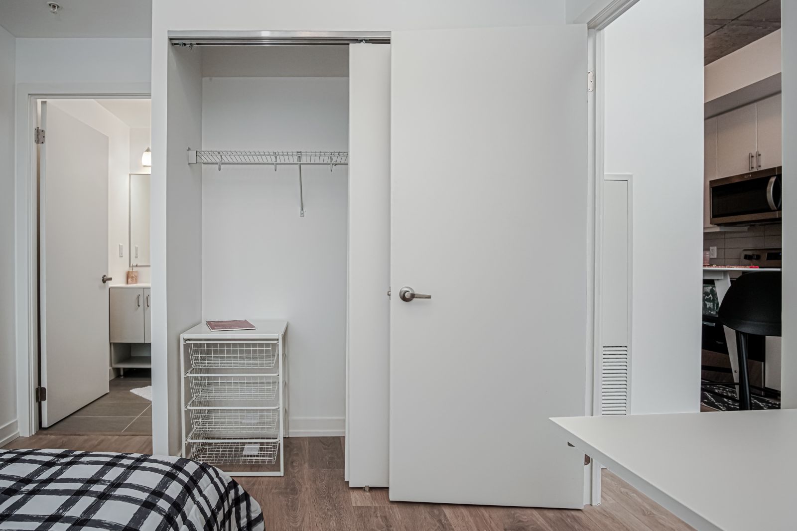unity point bedroom with closet at student housing kingston